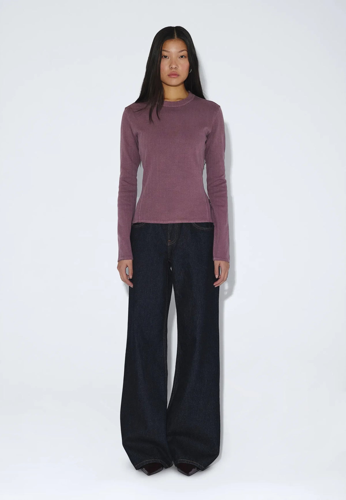 Dr.Denim W Stella Seam Rib Top Washed Aubergine