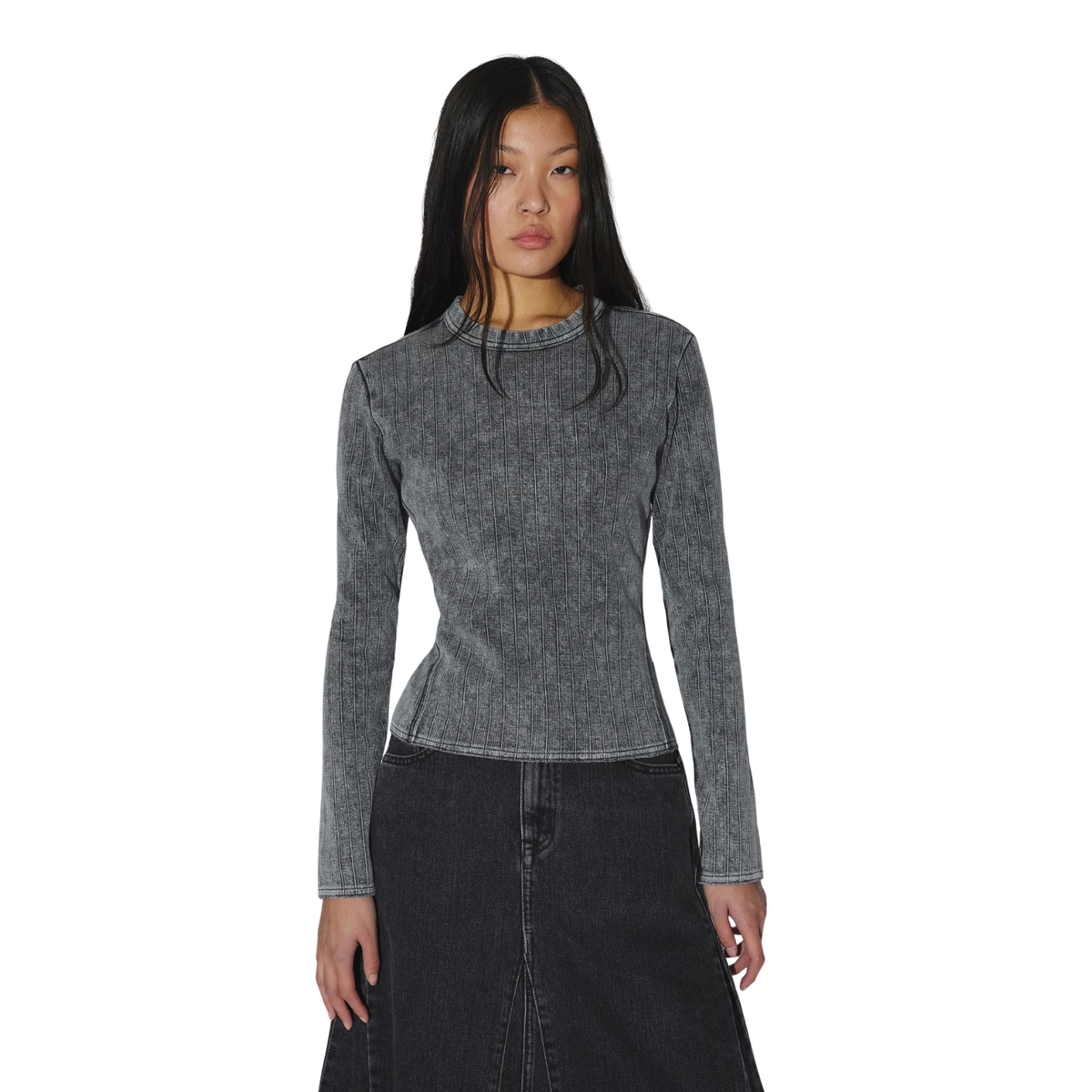Dr.Denim W Stella Seam Rib Top Washed Grey