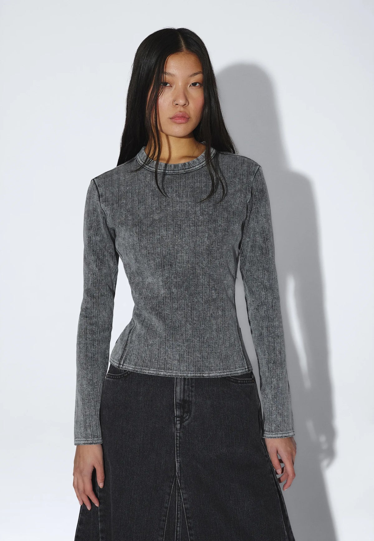 Dr.Denim W Stella Seam Rib Top Washed Grey