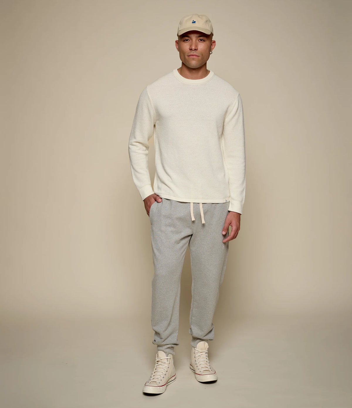 Merz B.Schwanen Lightweight Waffle Knit Sweater Nature