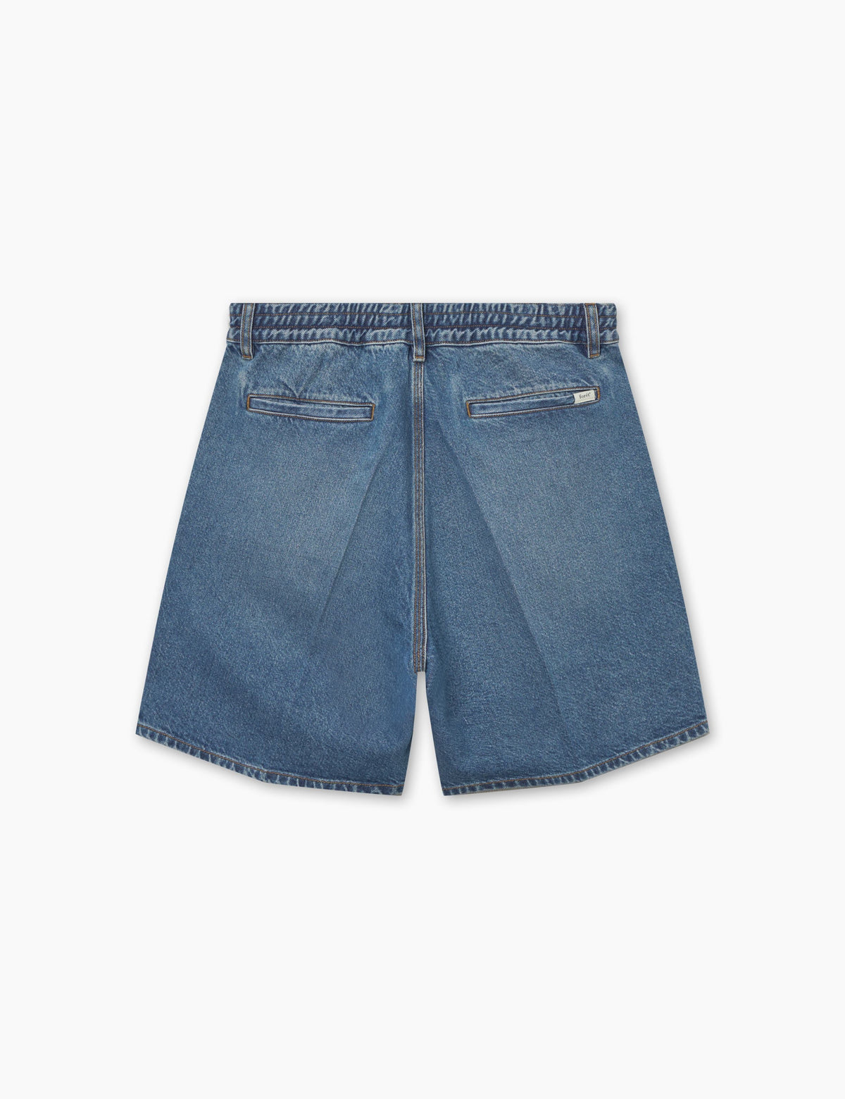 Forét Clay Creased Denim Shorts Vintage Blue