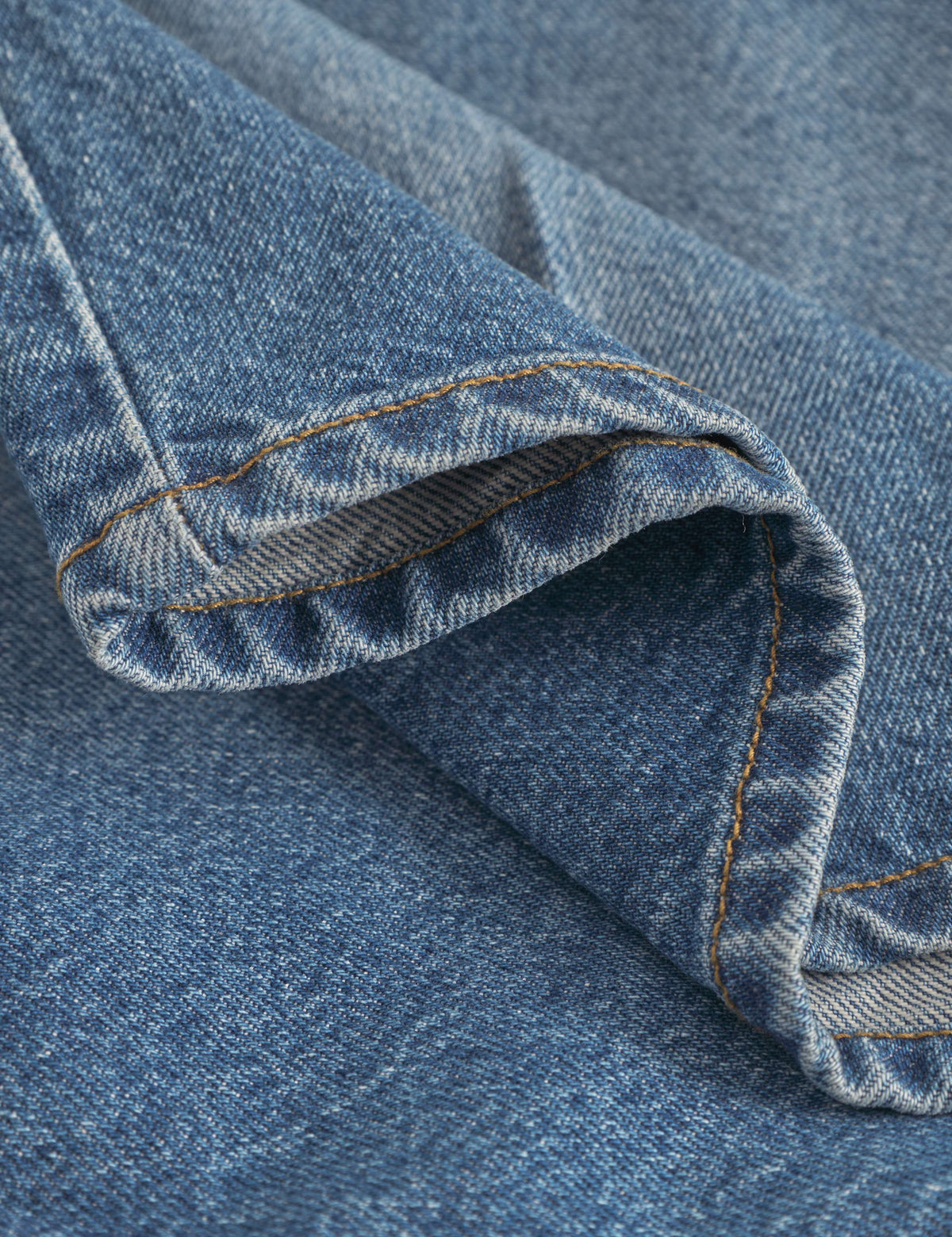 Forét Clay Creased Denim Shorts Vintage Blue