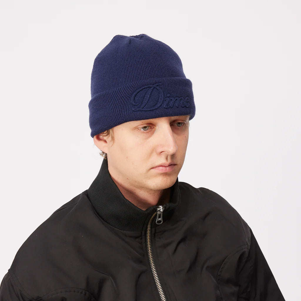DIME Cursive Fold Beanie Navy