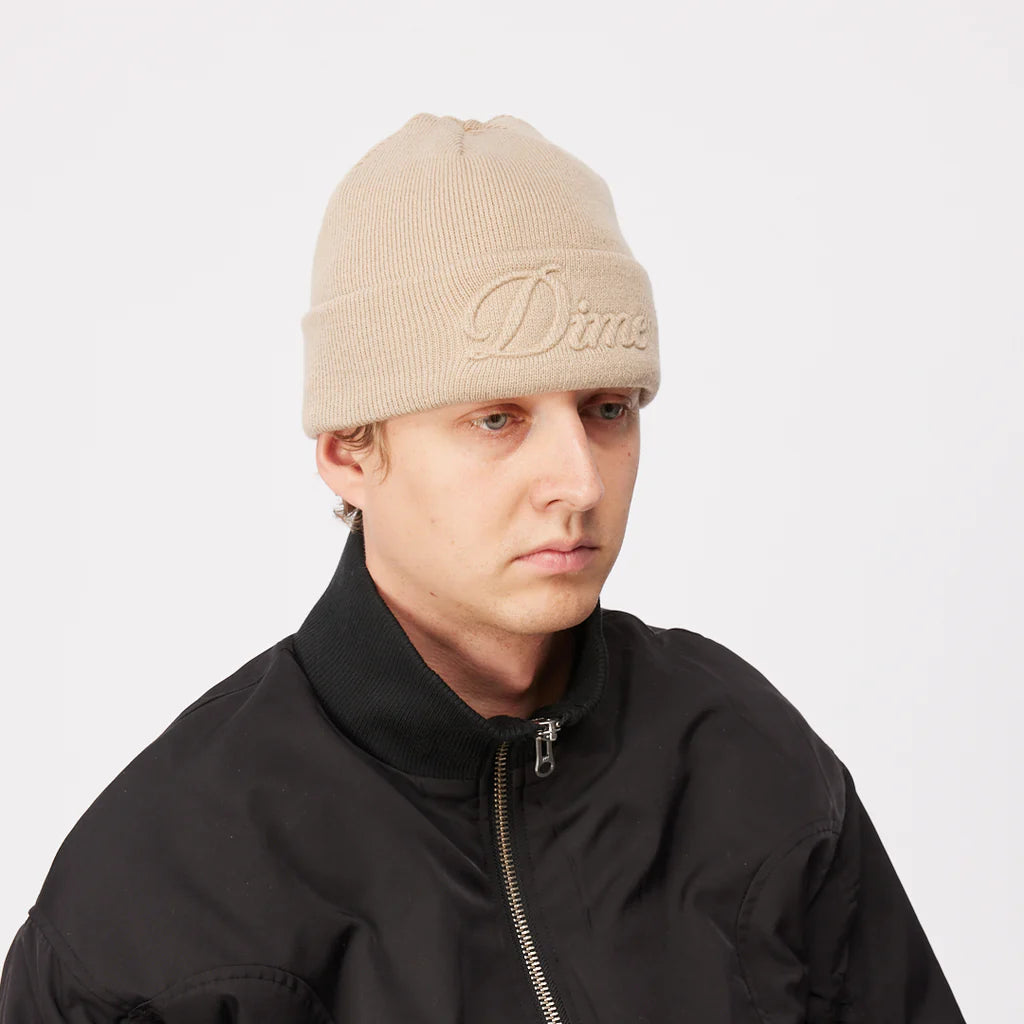 DIME Cursive Fold Beanie Tan