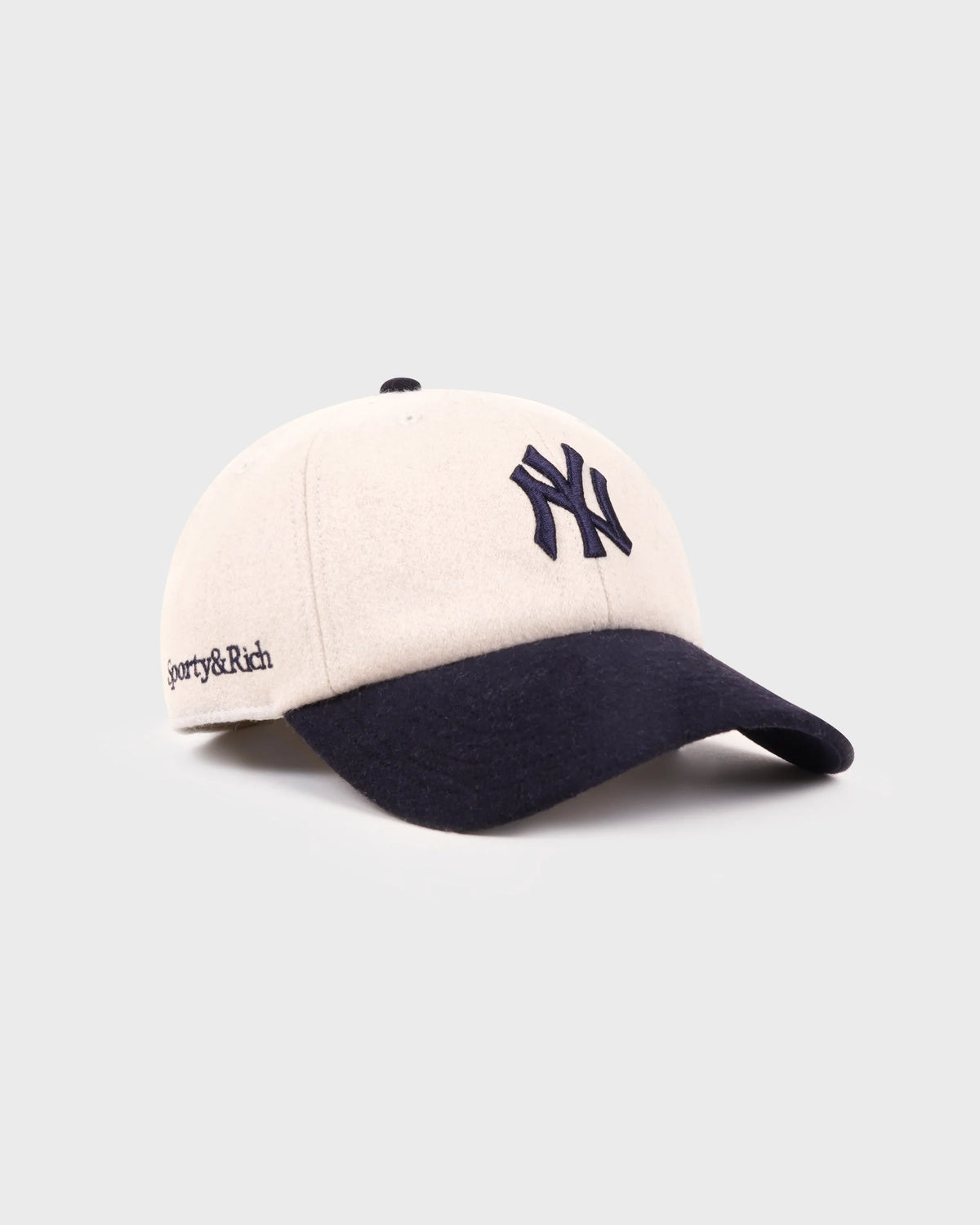 Sporty & Rich Yankees Serif Wool Hat Ecru/Dark Navy
