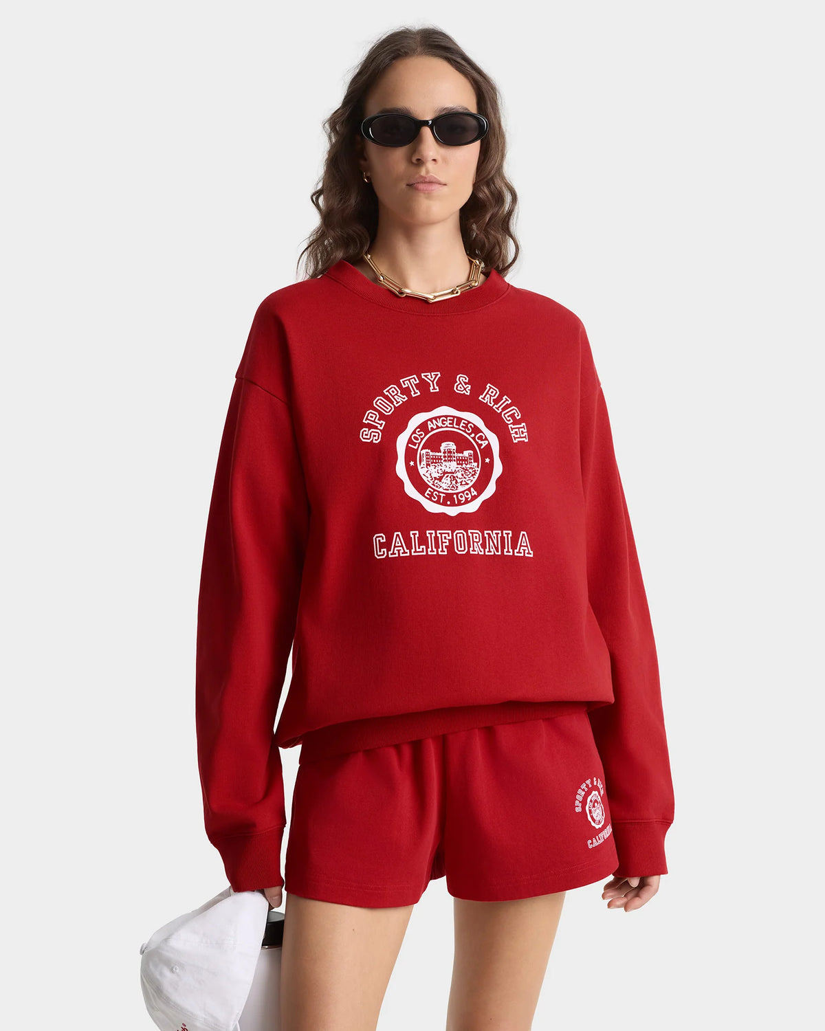 Sporty & Rich W California Emblem Crewneck Ruby