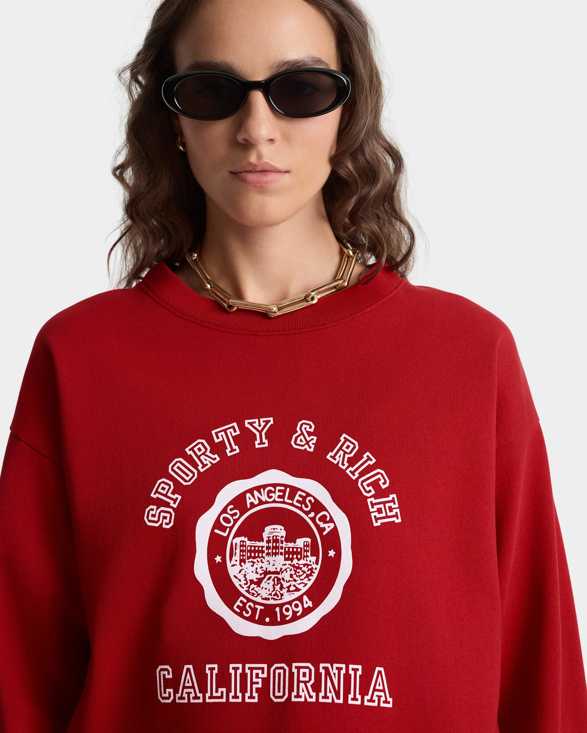 Sporty & Rich W California Emblem Crewneck Ruby