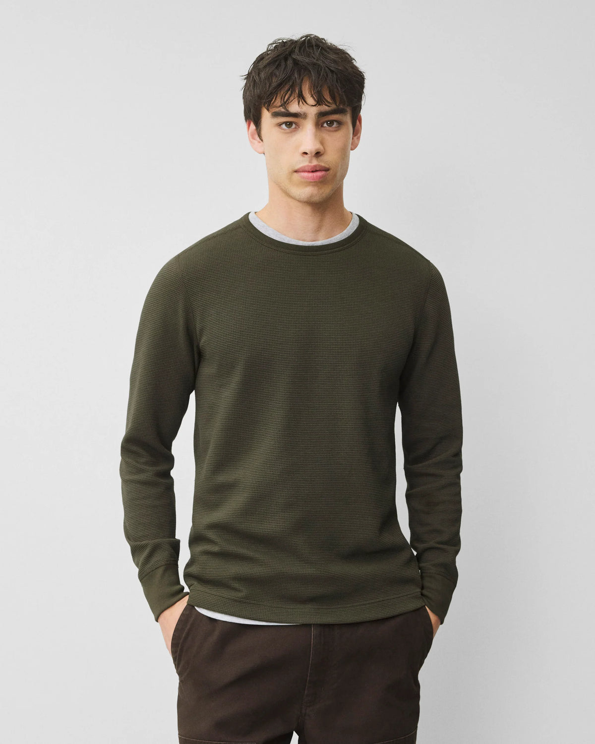 Reigning Champ Lightweight Waffle Standard Long Sleeve Dark Olive