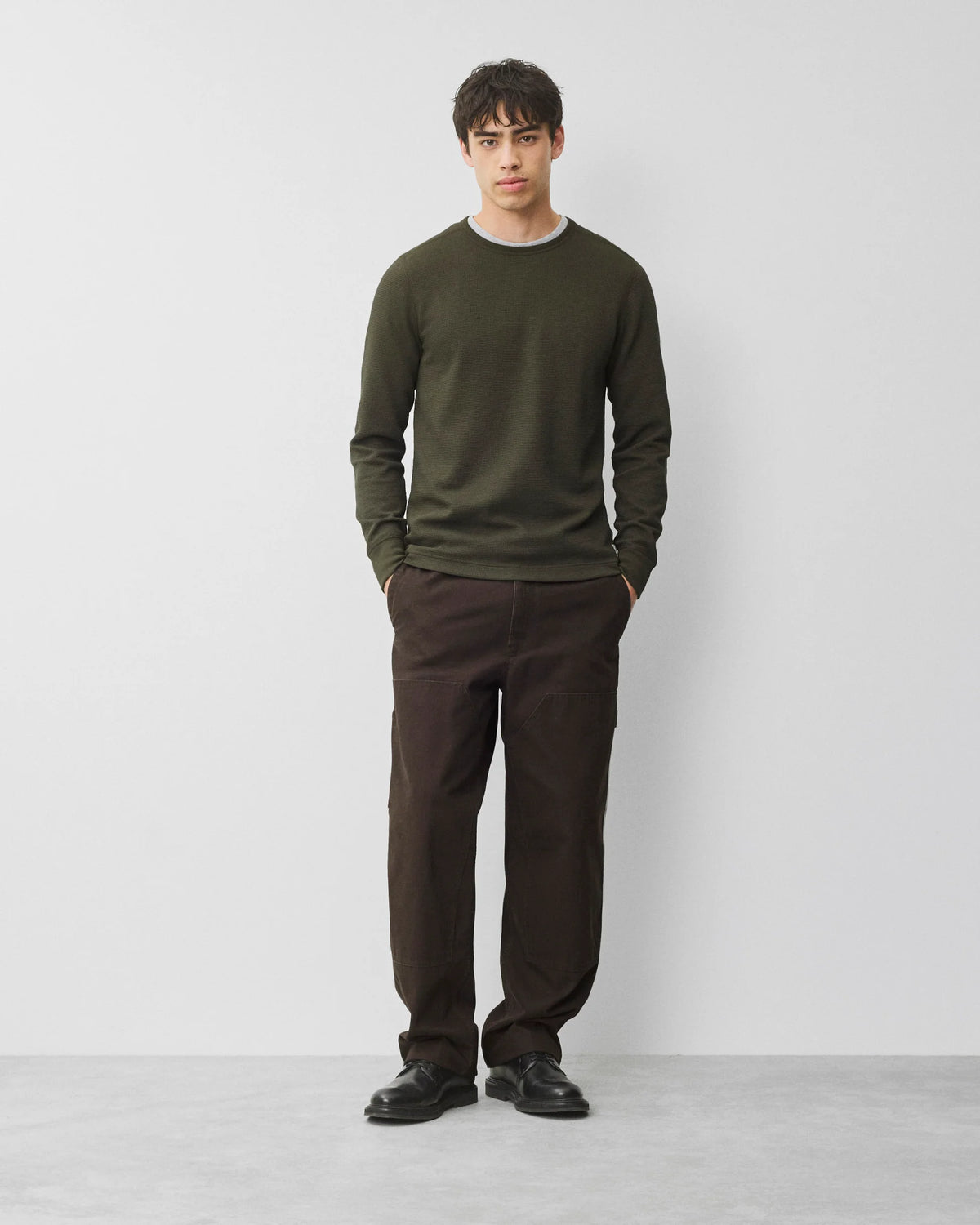 Reigning Champ Lightweight Waffle Standard Long Sleeve Dark Olive