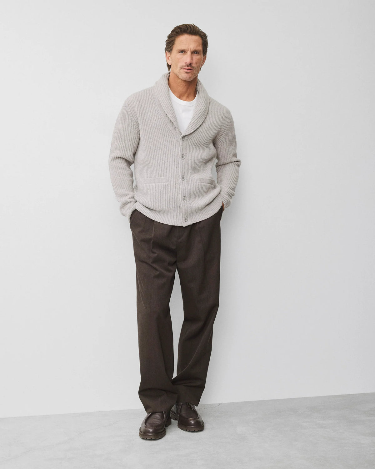 Reigning Champ Merino Kenny Shawl Cardigan Nep Heather Grey