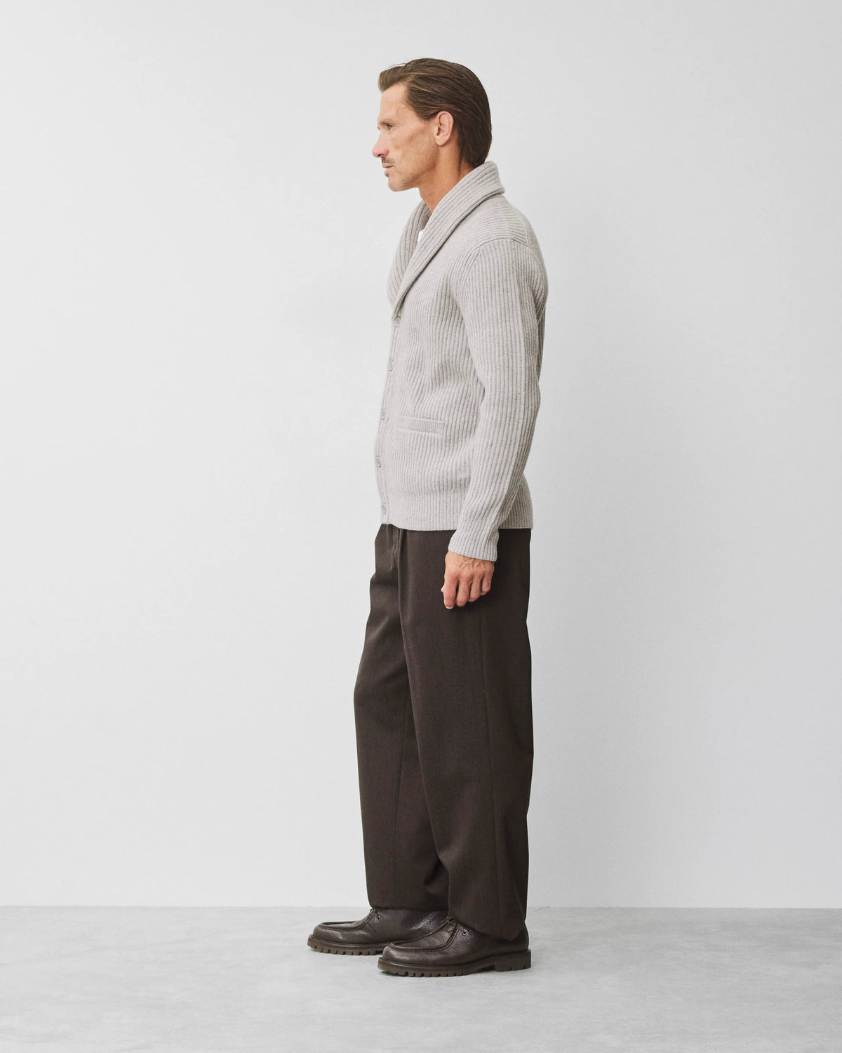 Reigning Champ Merino Kenny Shawl Cardigan Nep Heather Grey