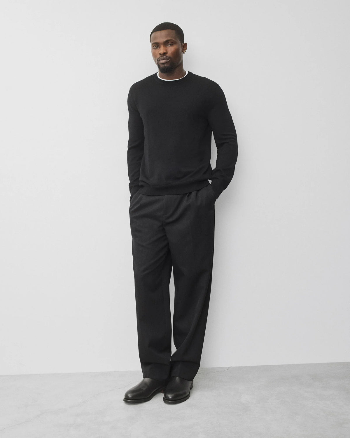 Reigning Champ Lightweight Merino Harry Crewneck Black