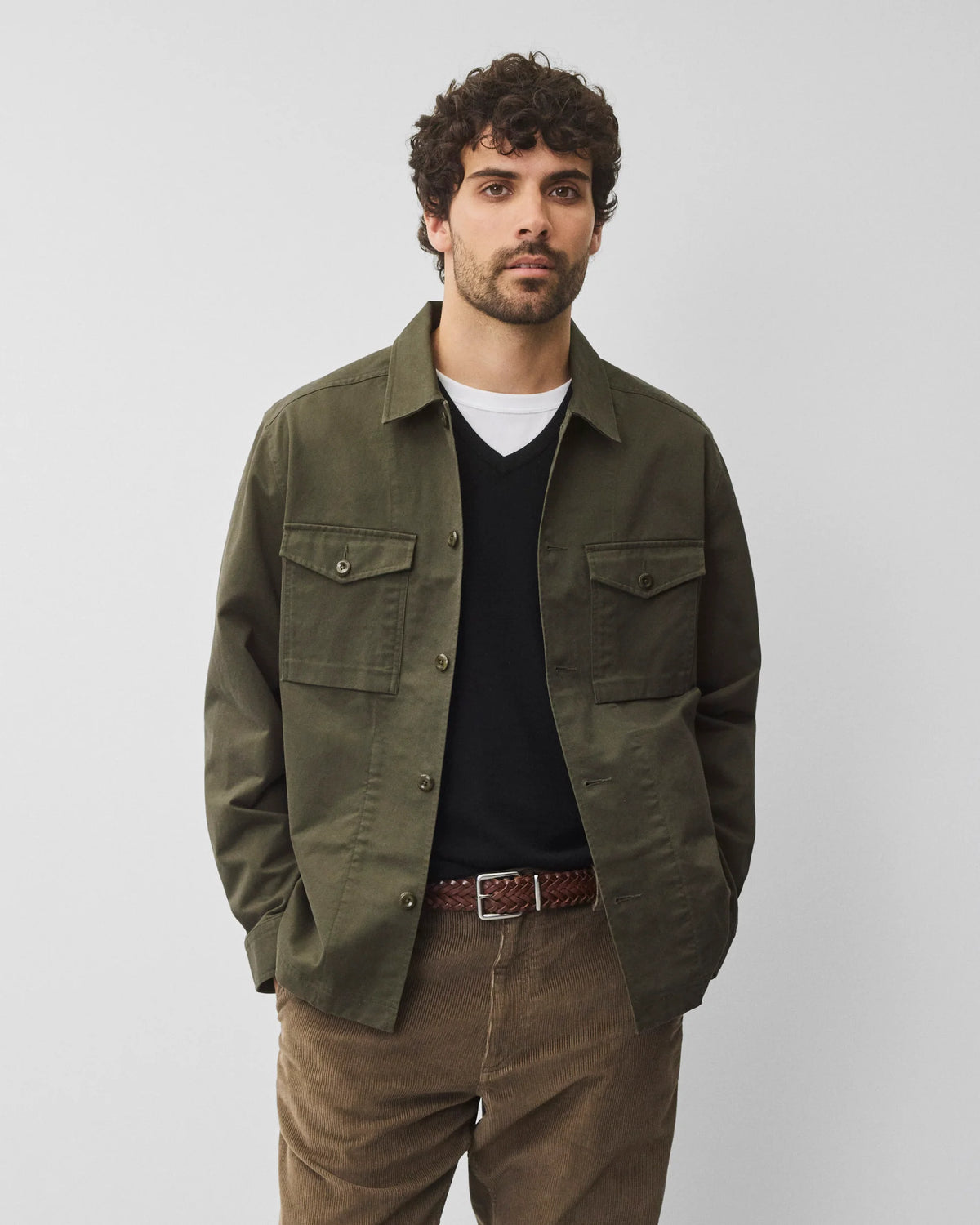 Reigining Champ Cotton Chino Keeper Standard Overshirt Dark Olive 