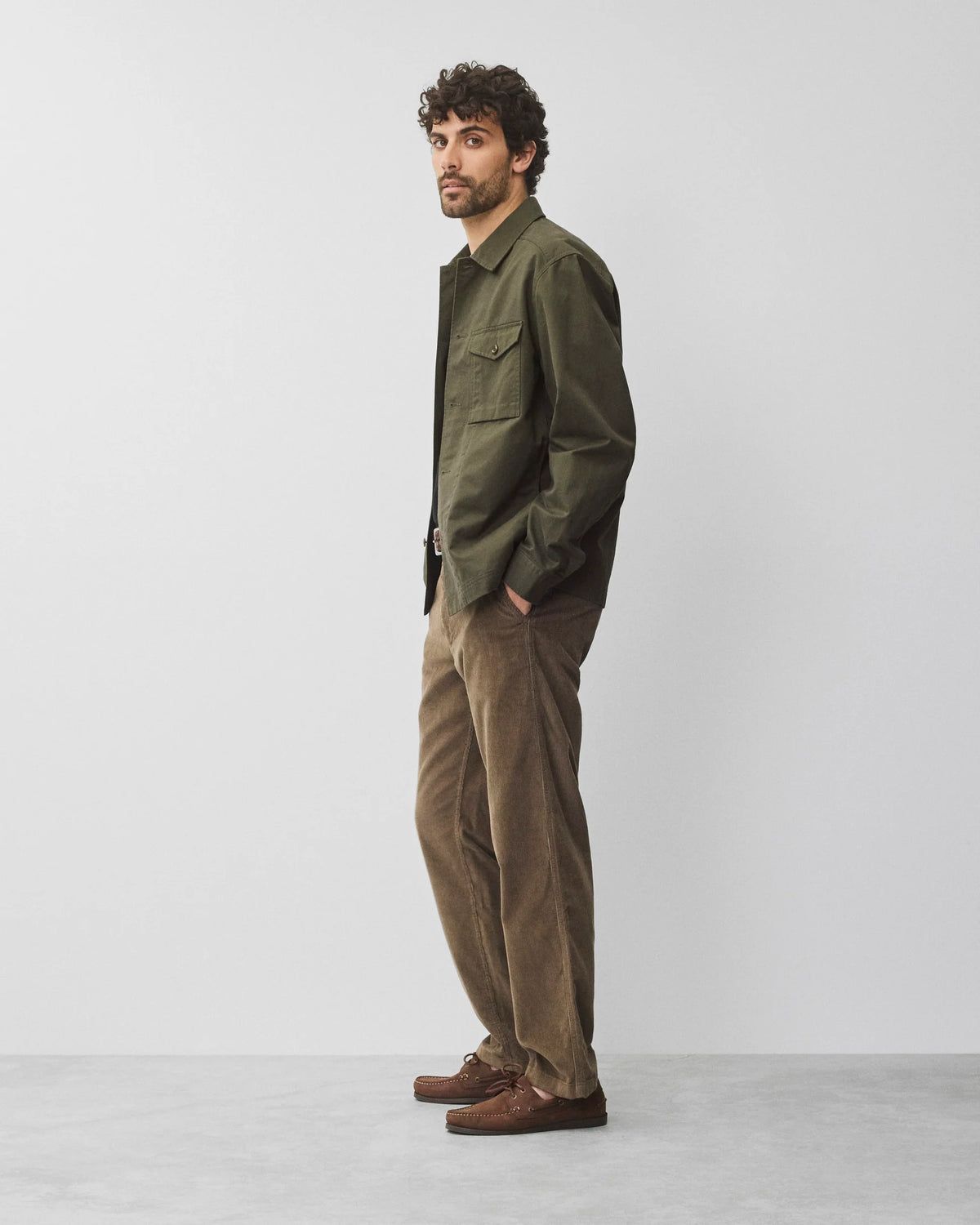 Reigining Champ Cotton Chino Keeper Standard Overshirt Dark Olive 