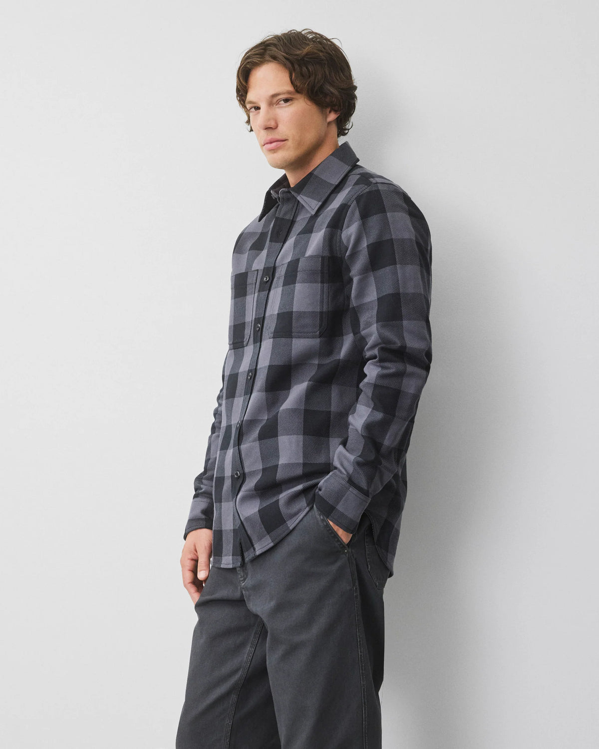 Reigning Champ Buffalo Check Union Shirt Black/Midnight
