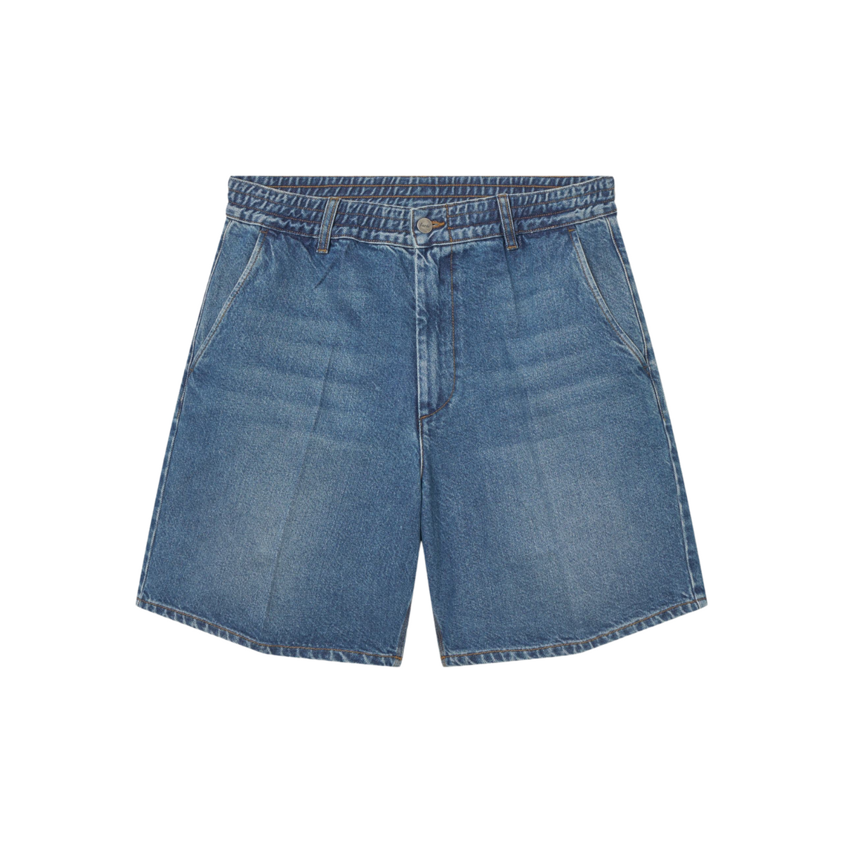 Forét Clay Creased Denim Shorts Vintage Blue