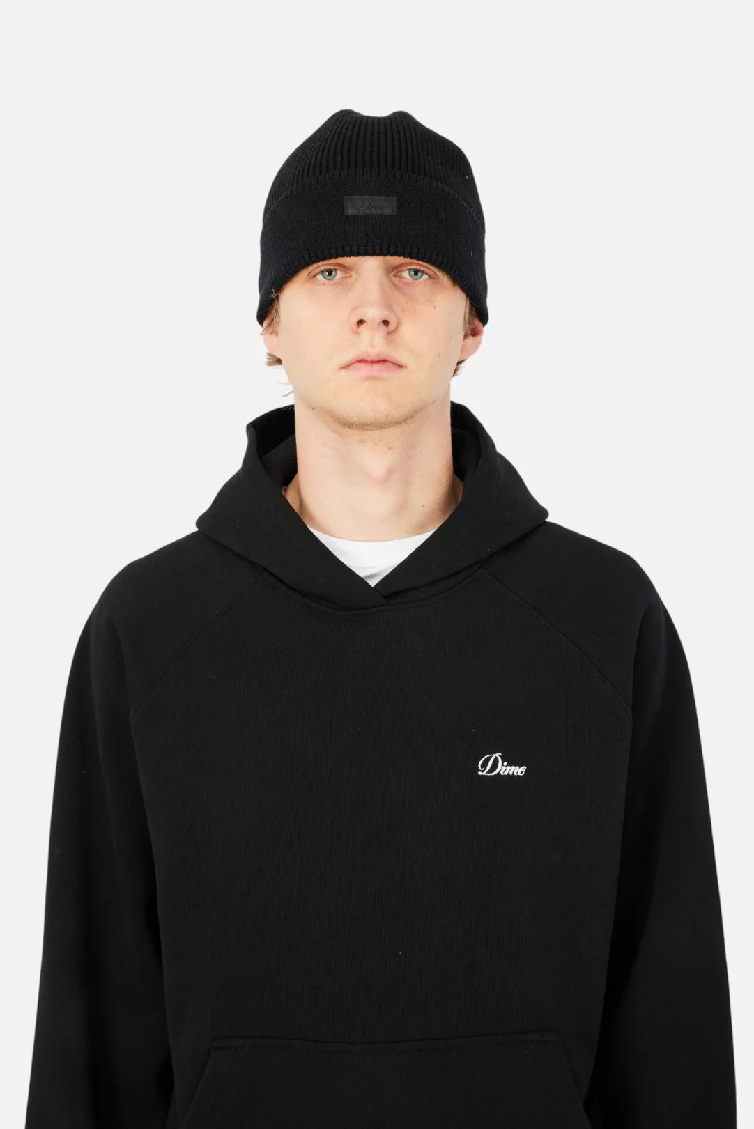 Dime Cursive Rib Beanie Black