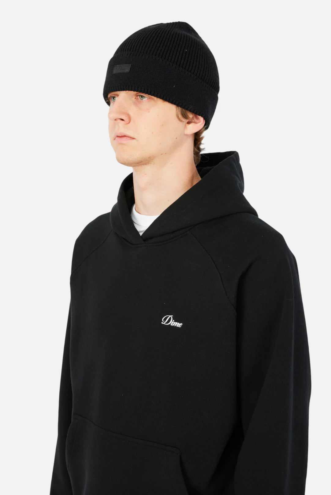 Dime Cursive Rib Beanie Black