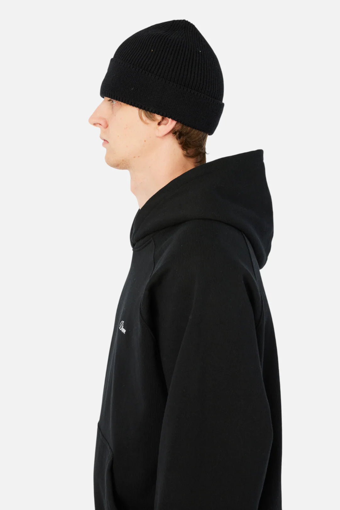 Dime Cursive Rib Beanie Black