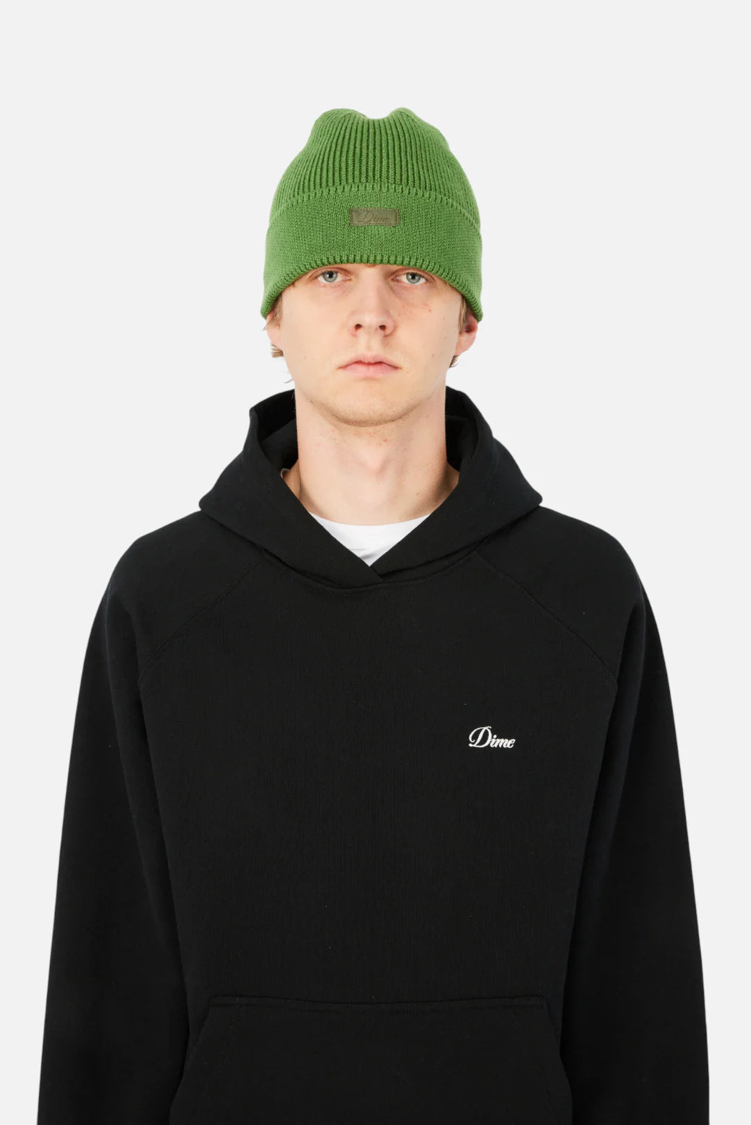 Dime Cursive Rib Beanie Khaki Green
