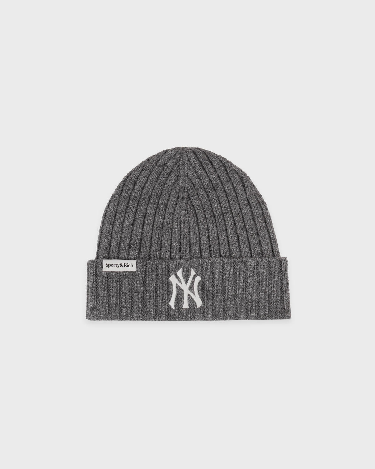 Sporty & Rich Heritage Yankees Serif Cashmere Beanie Dark Grey