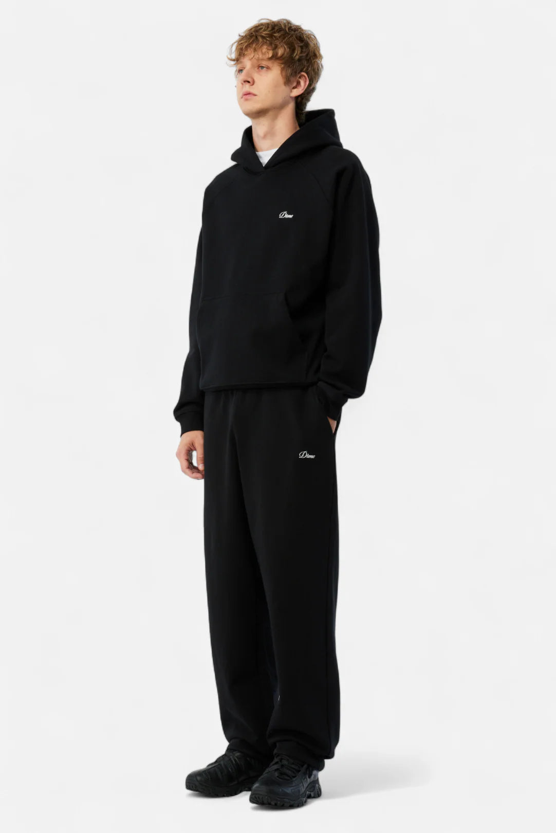 Dime Cursive Small Logo Hoodie Black