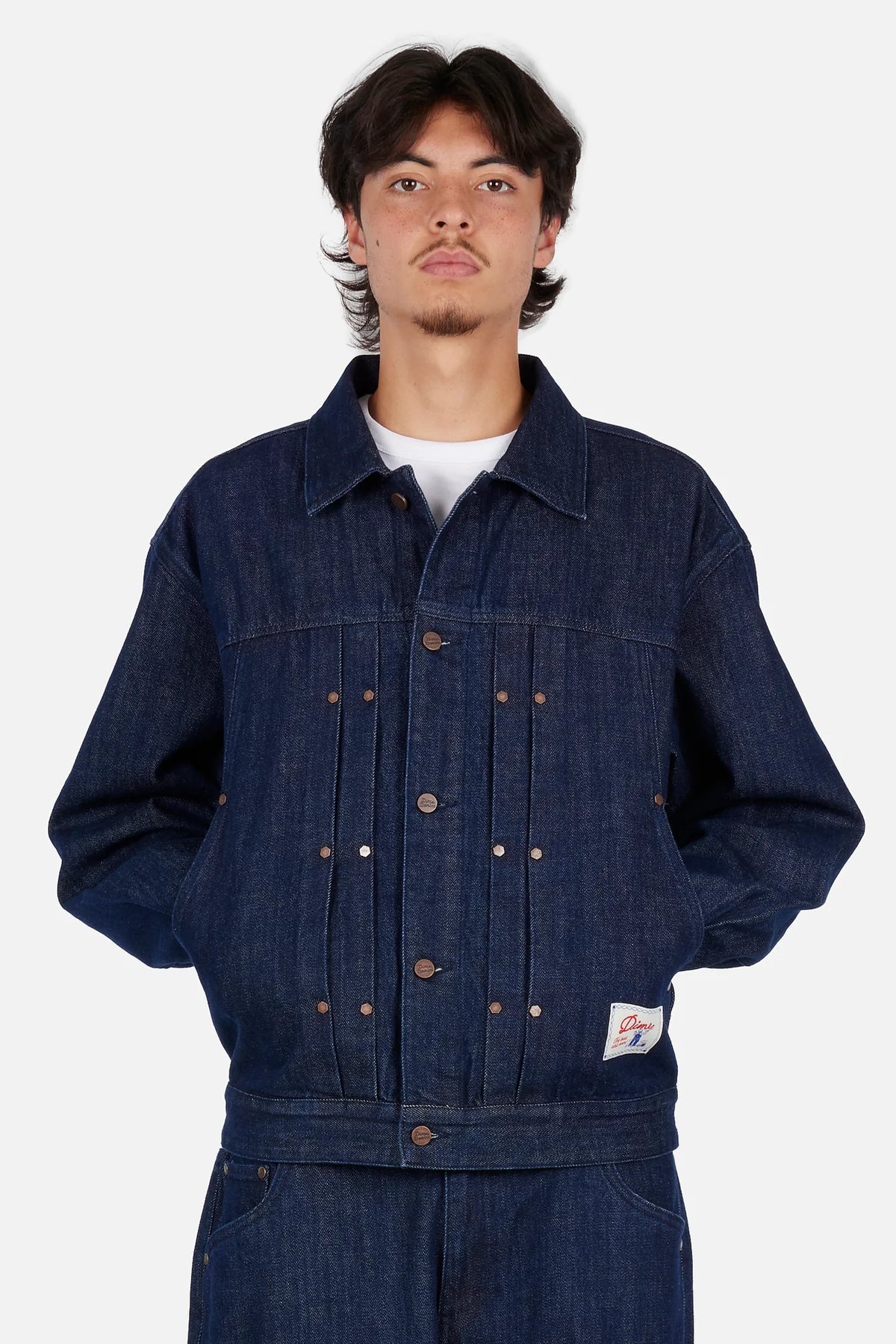 Dime Pleated Denim Jacket Indigo