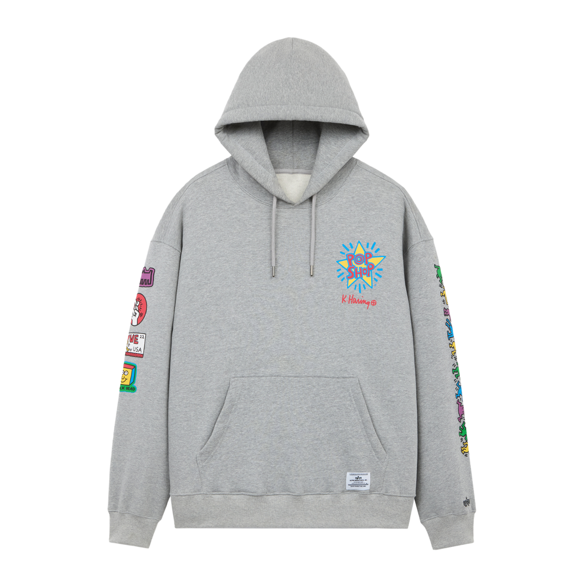 Keith Haring X Alpha Pop Shop Graphic Hoodie Grey