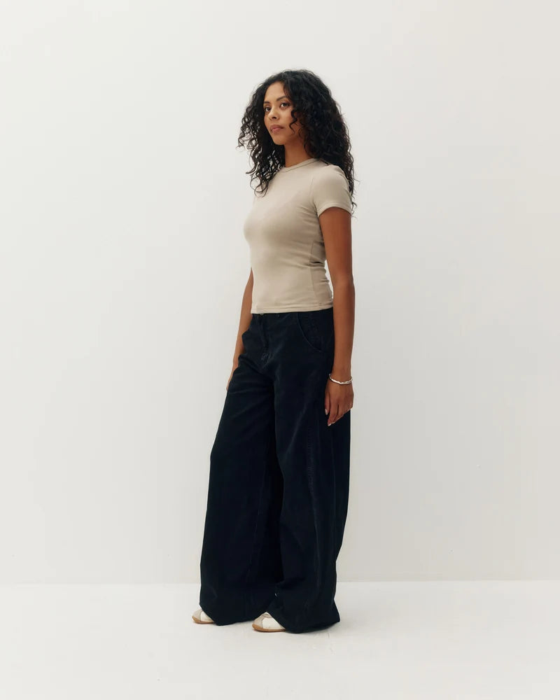 Kuwalla Tee W Plush Rib Tee Milk Tea Beige