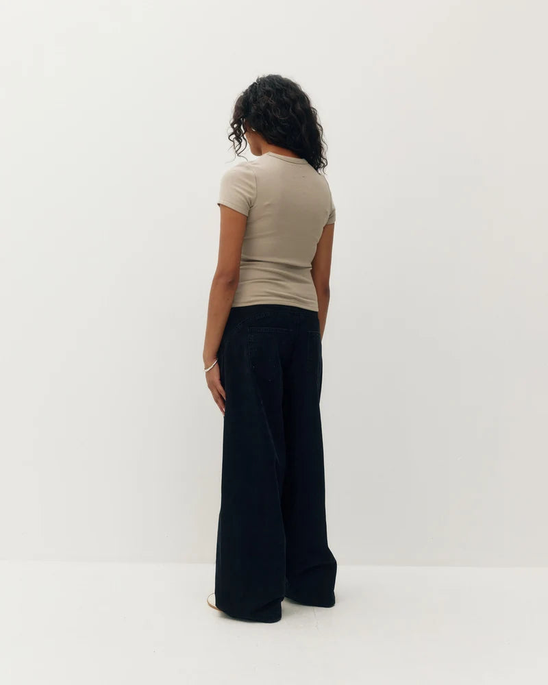 Kuwalla Tee W Plush Rib Tee Milk Tea Beige