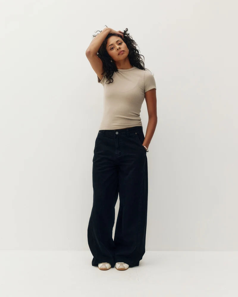 Kuwalla Tee W Plush Rib Tee Milk Tea Beige