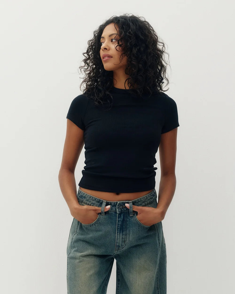 Kuwalla Tee W Plush Rib Tee True Black
