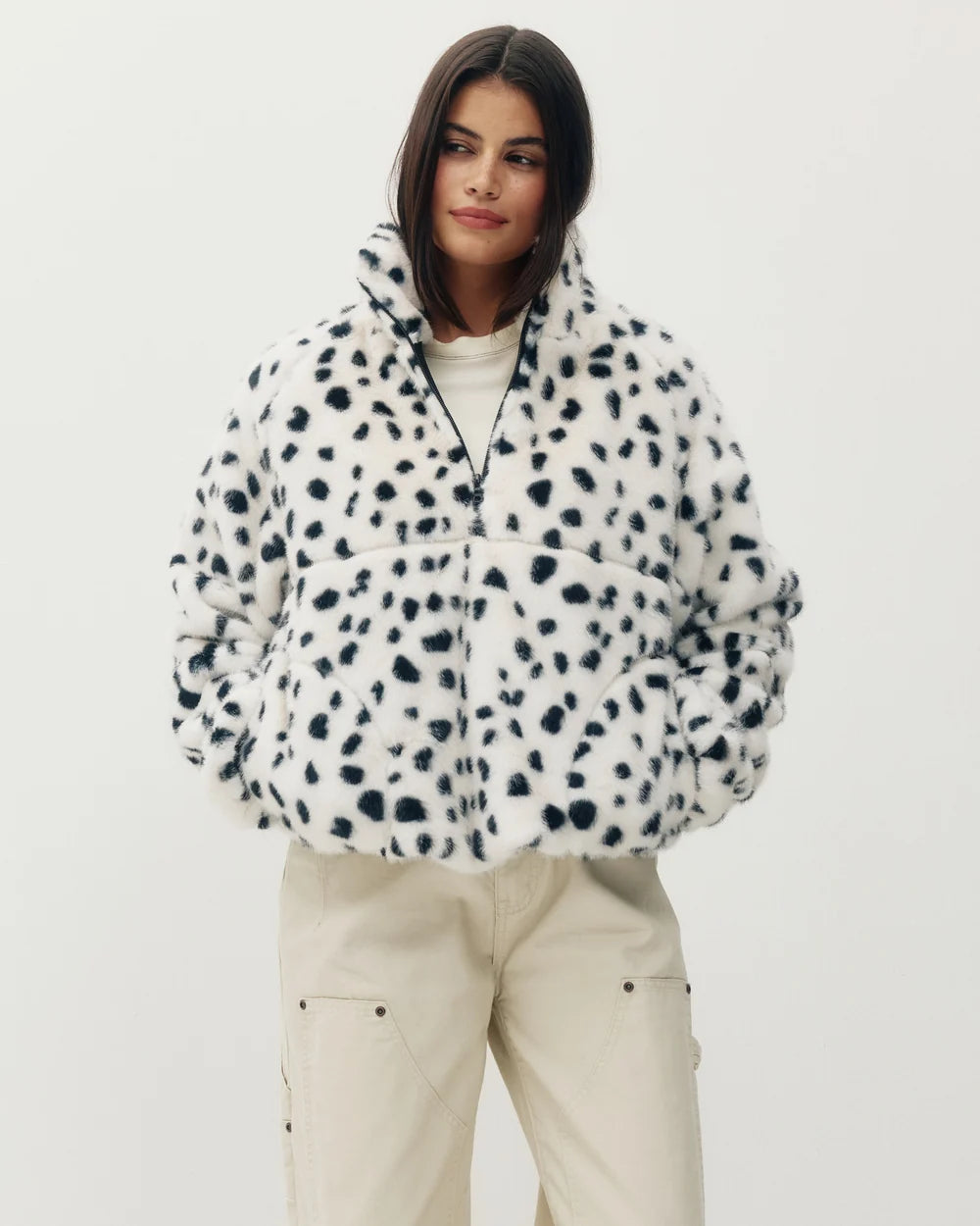 Kuwalla Tee W Tachette Faux Fur Zipup Dalmation Spots