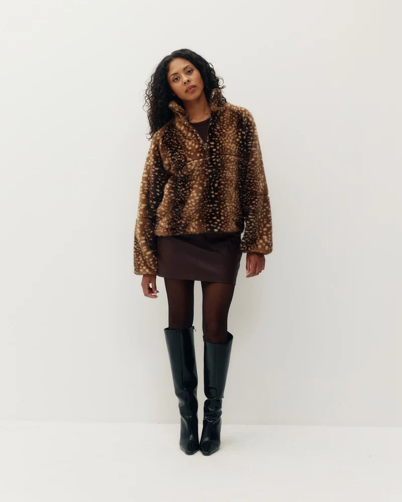 Kuwalla Tee W Tachette Faux Fur Zipup Bambi Brown