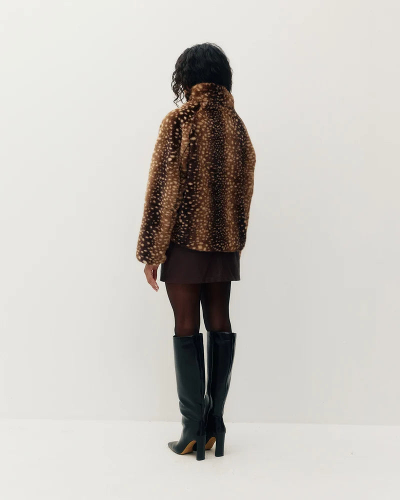 Kuwalla Tee W Tachette Faux Fur Zipup Bambi Brown