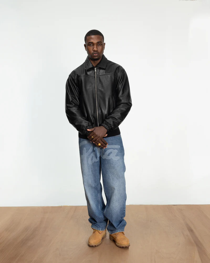 Patta Leather Bomber Jacket Black