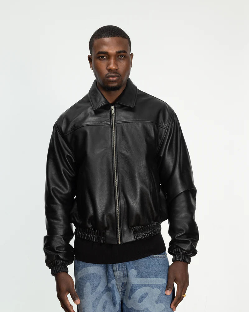 Patta Leather Bomber Jacket Black