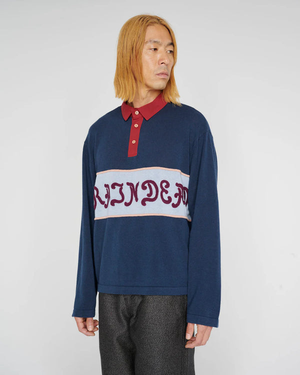 Braindead Lifted Stripe Long Sleeve Rugby Navy Multi I