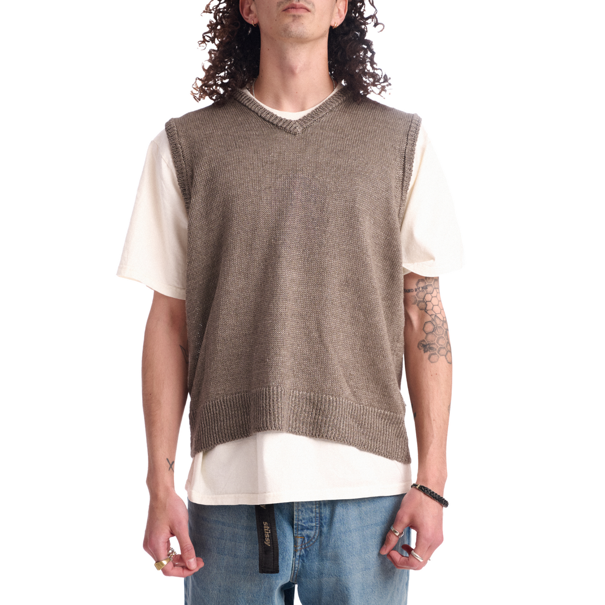 stussy LOOSE KNIT LINEN VEST M stussy LOOSE KNIT LINEN VEST M