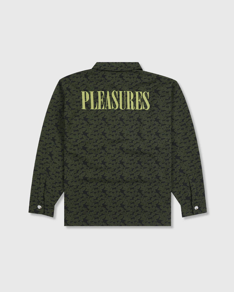 Pleasures Leaf Half Zip Shirt Olive