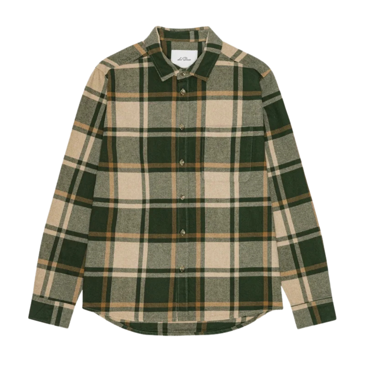Les Deux Check Flannel Shirt Rosin Green