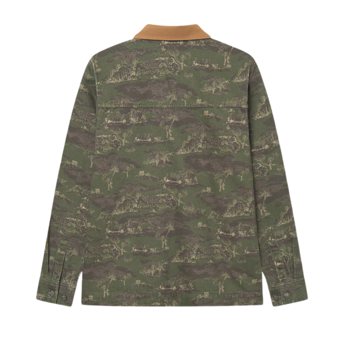 Les Deux Layton AOP Denim Overshirt 2.0 Chive Green/Summer Melon