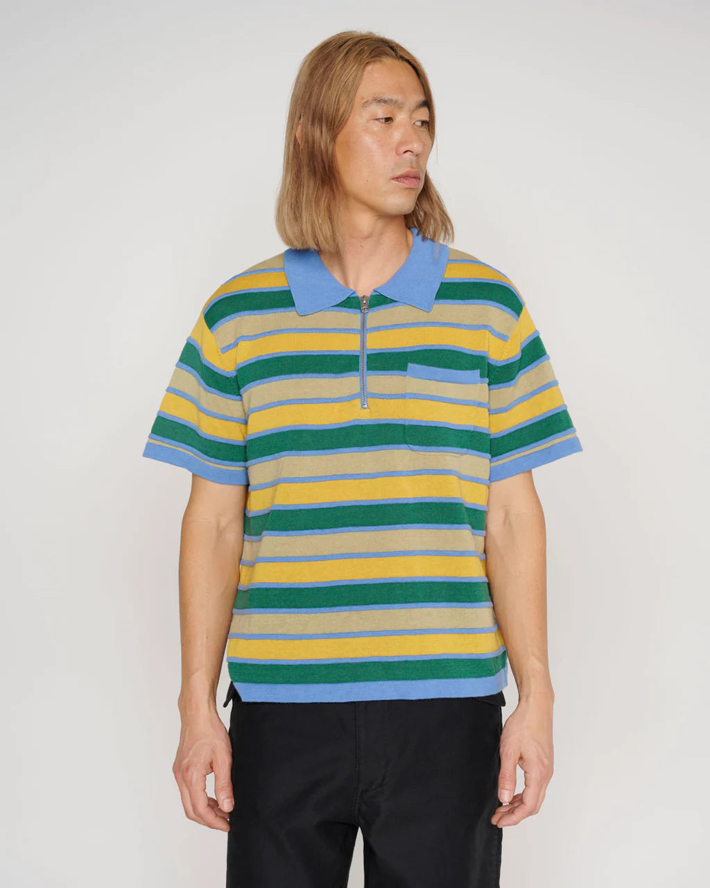 LIFTED STRIPE HALF SIP SHIRT - YELLO MULTI I BRAINDEAD - Momentum