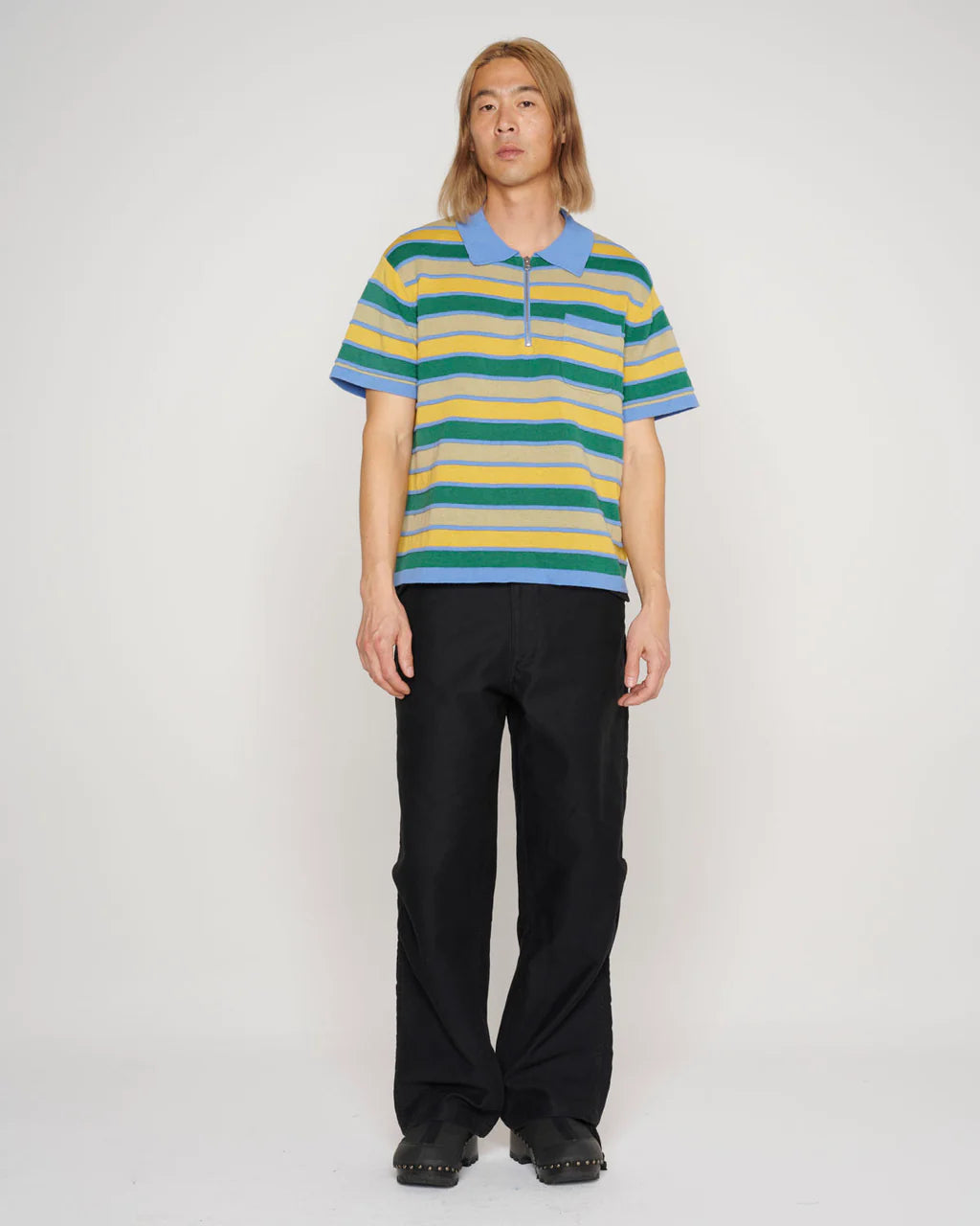 LIFTED STRIPE HALF SIP SHIRT - YELLO MULTI I BRAINDEAD - Momentum