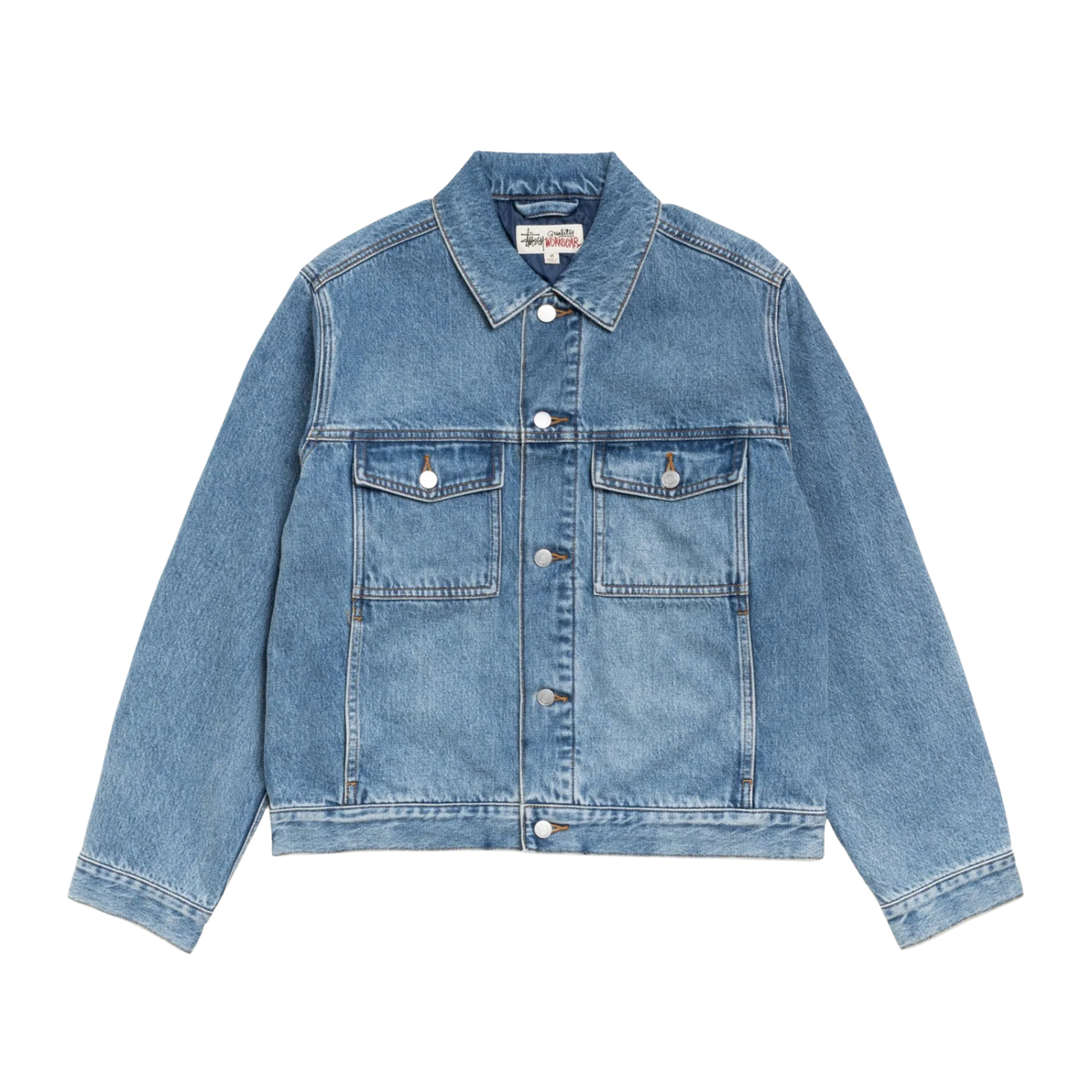 Stussy Lined Denim Trucker Indigo Stone Wash