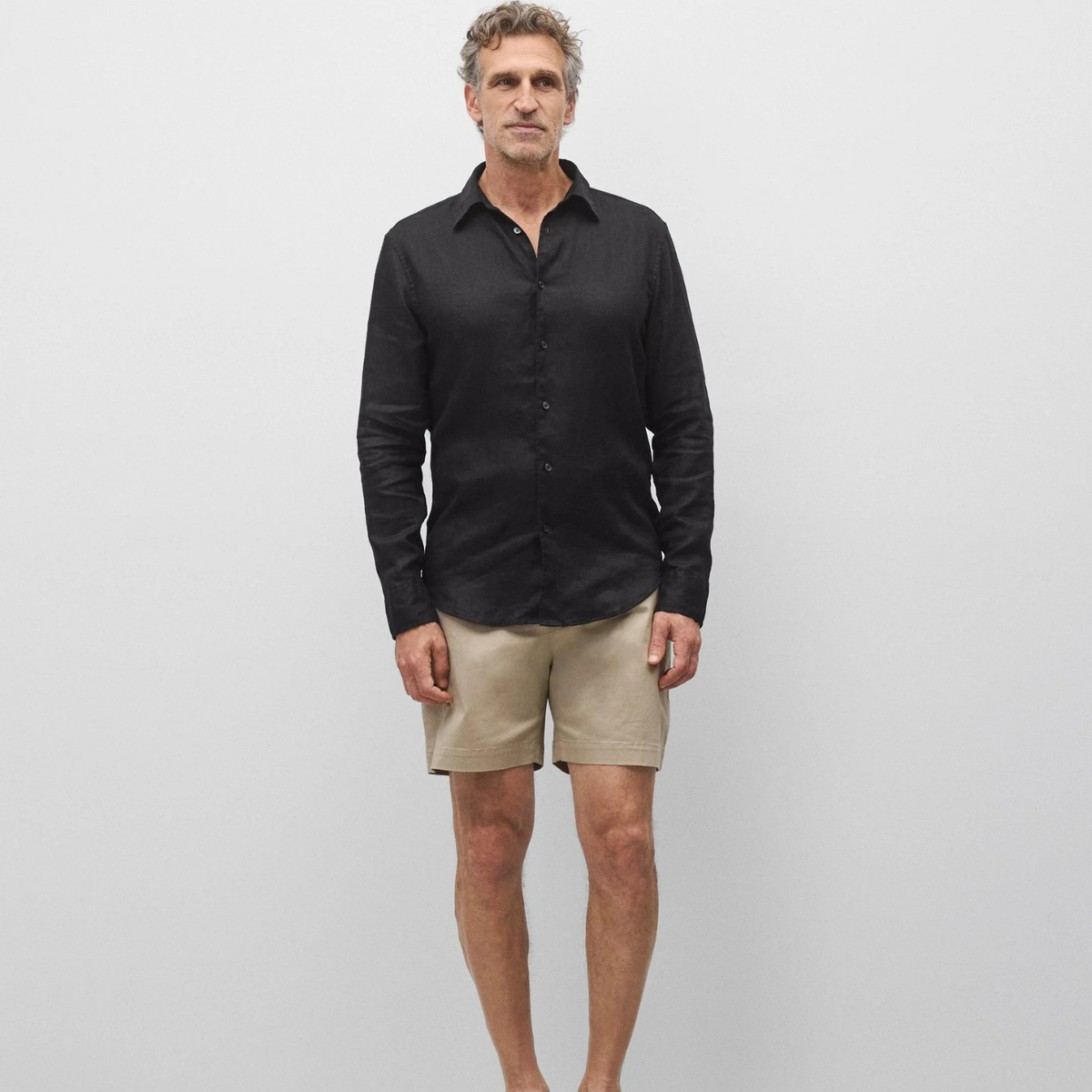 Linen Plaza Standard Shirt Black