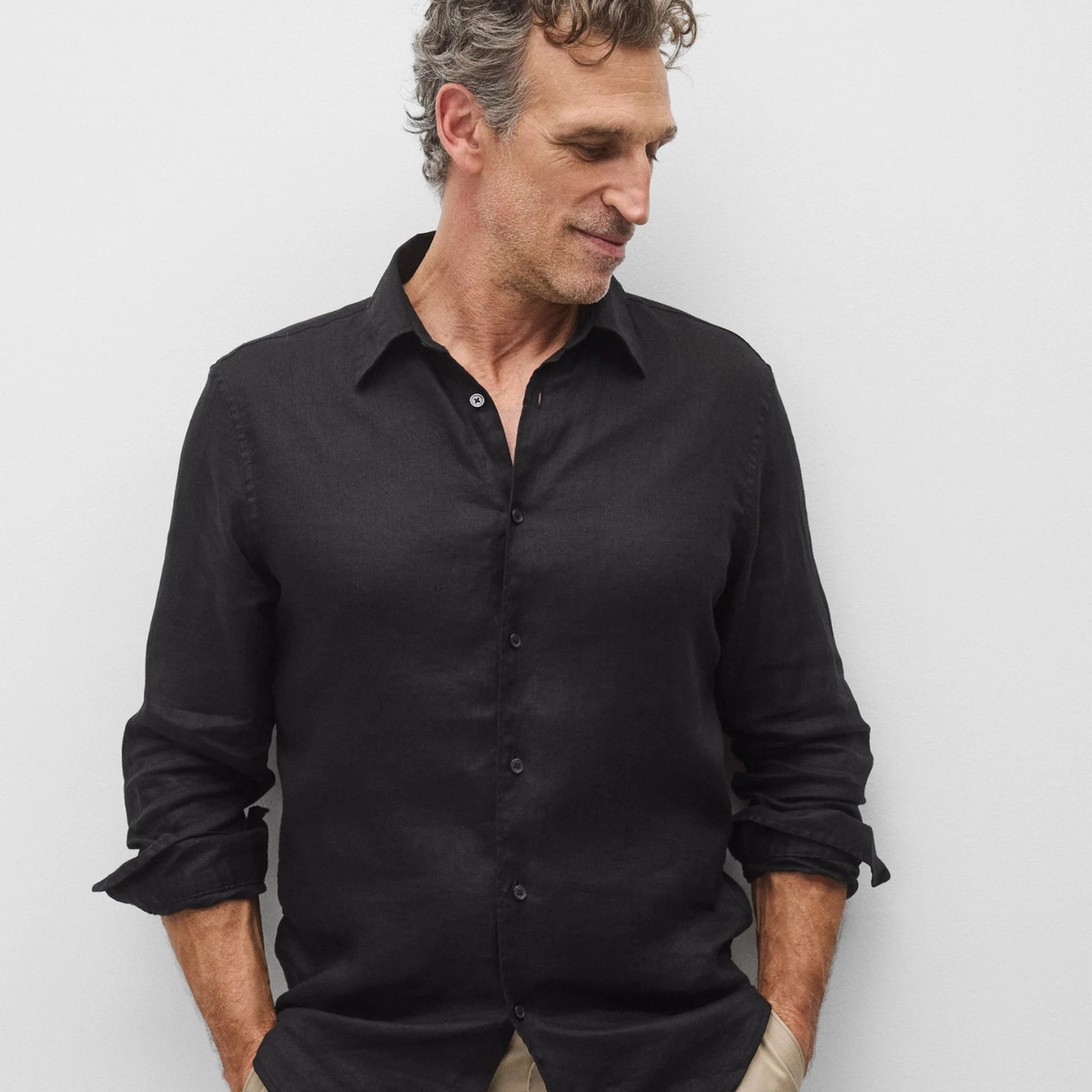 Linen Plaza Standard Shirt Black