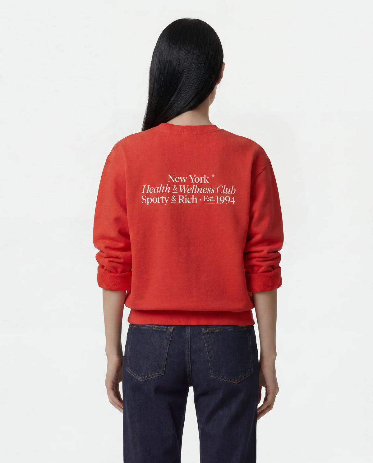 Sporty & Rich W Modern Crewneck Ruby/White