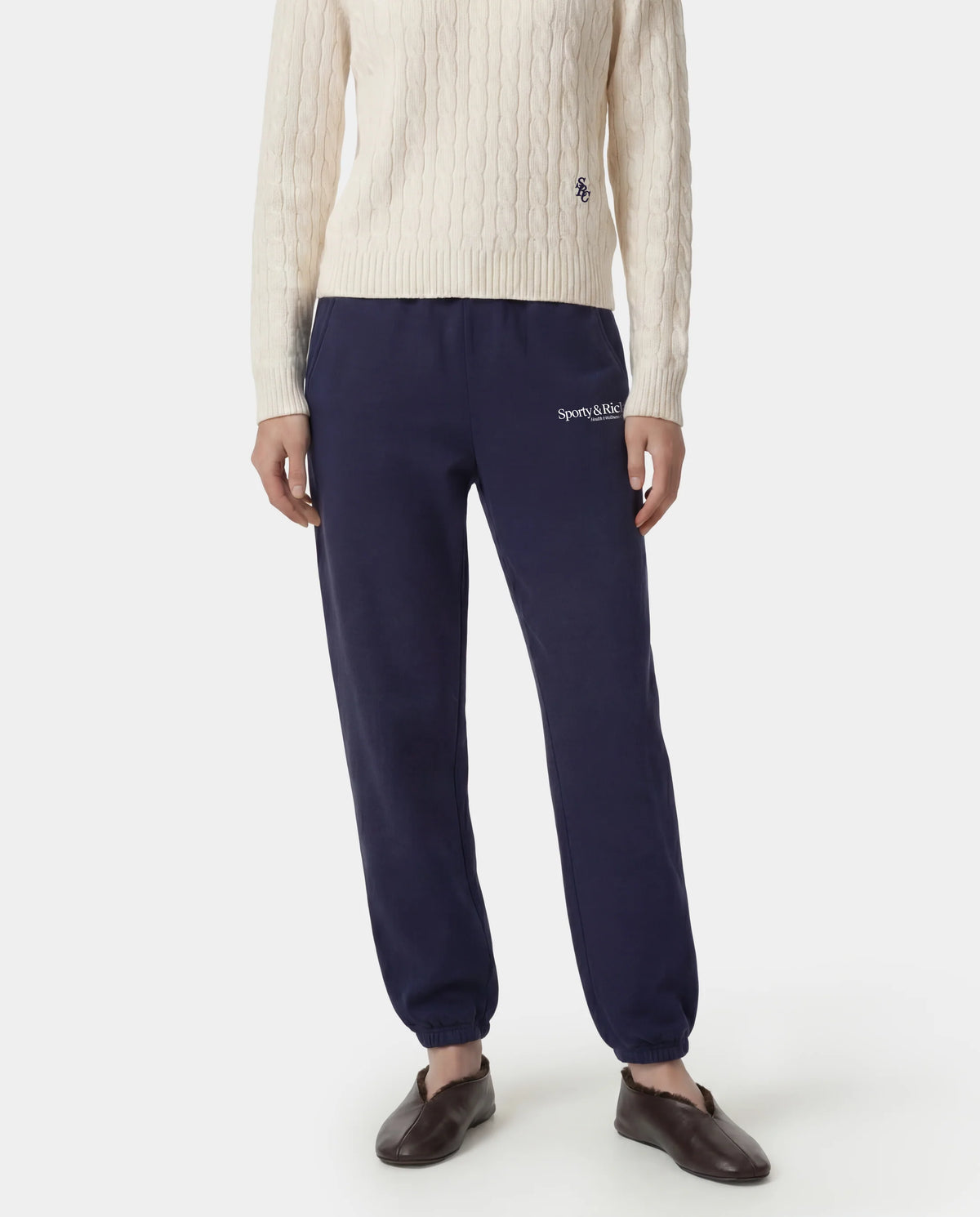Sporty & Rich W Modern Sweatpant Dark Navy/White