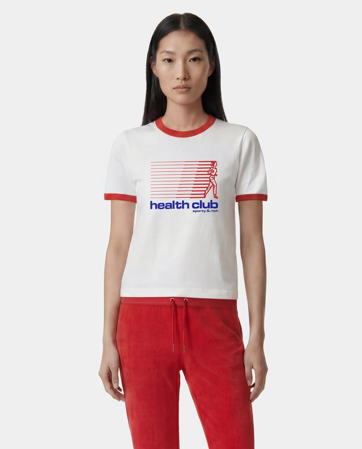 Sporty & Rich W Bold Health Soft Ringer Tee White/Sports Red